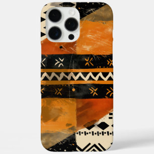 Tribal motifs in black and earth tones iPhone 16 pro max case