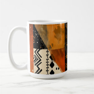 Tribal motifs in black and earth tones coffee mug