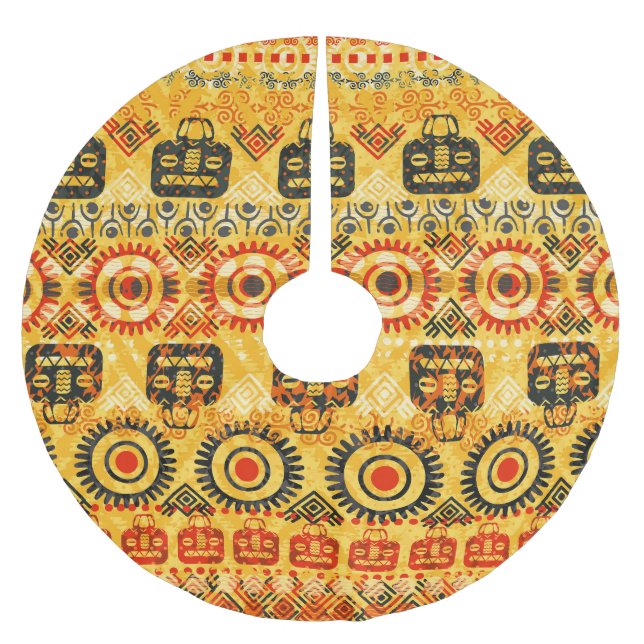 Tribal motifs: seamless ethnic pattern. brushed polyester tree skirt (Front)