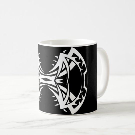 Tribal mug 14 single white to over black