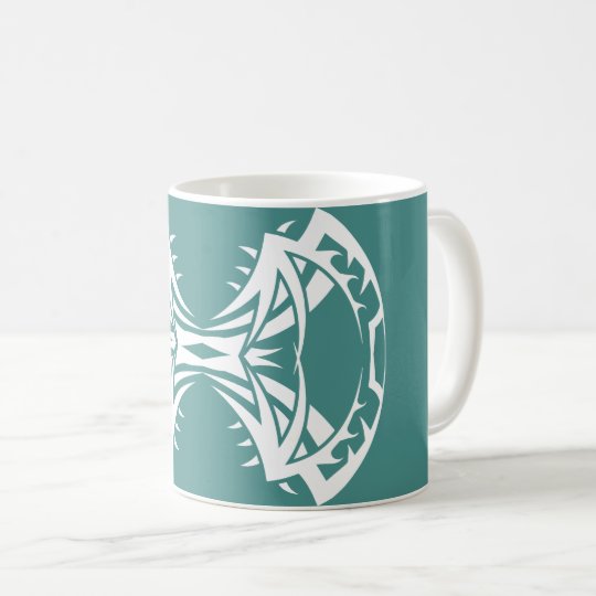Tribal mug 14 single white to over blue