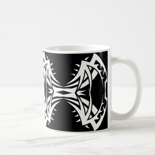 Tribal mug 14 white to over black