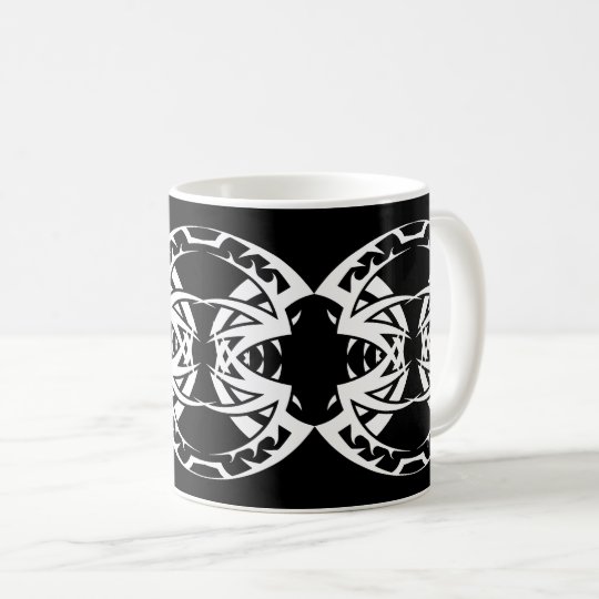Tribal mug 15 white to over black