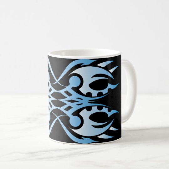 Tribal mug 18 blue over black