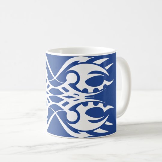 Tribal mug 18 white to over blue