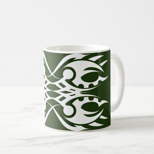 Tribal mug 18 white to over green