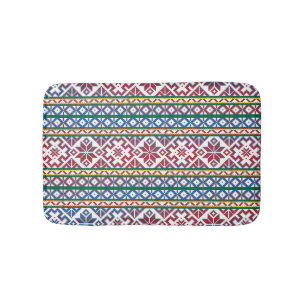 Tribal Multicolored ancient symbol folk art design Bath Mat