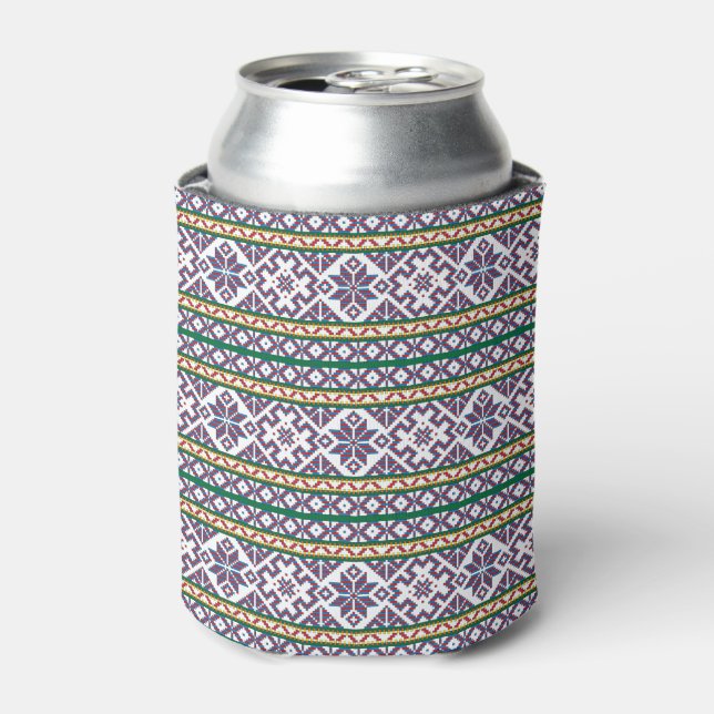 Tribal Multicolored ancient symbol folk art design Can Cooler (Can Front)