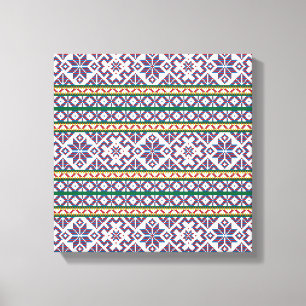 Tribal Multicolored ancient symbol folk art design Canvas Print