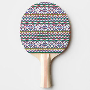 Tribal Multicolored ancient symbol folk art design Ping Pong Paddle