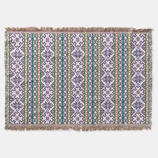 Tribal Multicolored ancient symbol folk art design Throw Blanket (Front)