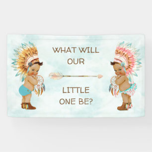Tribal Native American Ethnic Boho Gender Reveal Banner