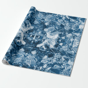 Tribal Native Art White Dark Classic Blue Design Wrapping Paper