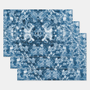 Tribal Native Art White Dark Classic Blue Design Wrapping Paper Sheet