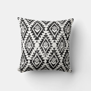 Tribal Navajo: black white geometric. Cushion