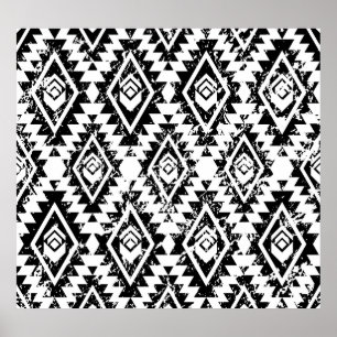 Tribal Navajo: black white geometric. Poster
