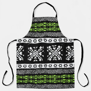 Tribal Navajo, black white green pattern. Apron