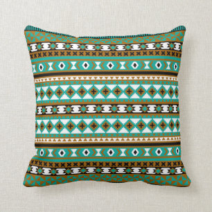 Tribal Navajo Blanket Pattern Green and Brown Cushion