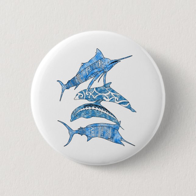 Tribal Ocean Animals 6 Cm Round Badge (Front)
