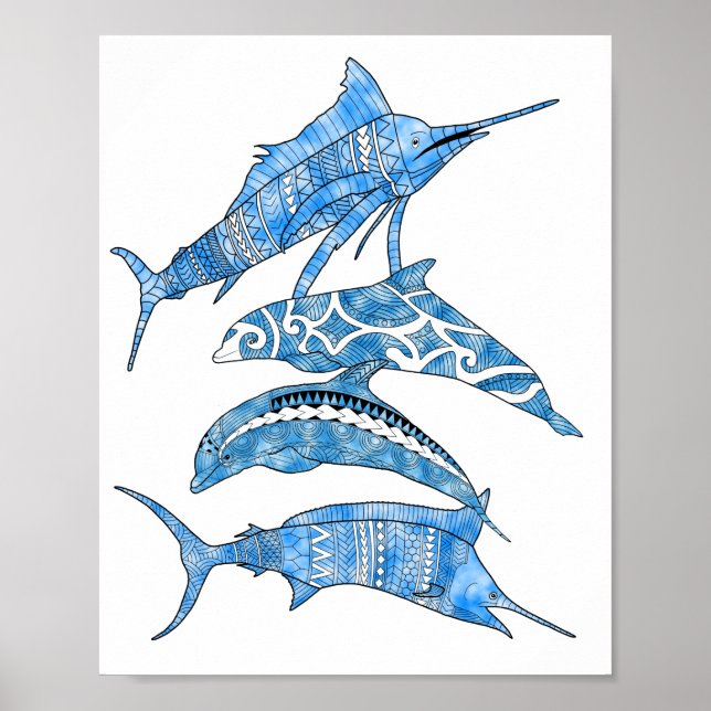 Tribal Ocean Animals Poster (Front)