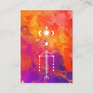 *~* Tribal Orange Purple Reiki Primal Aztec Shaman Business Card