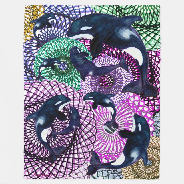 Tribal Orca Fleece Blanket (Front)