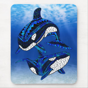 Tribal Orca Killer Whales Mouse Mat