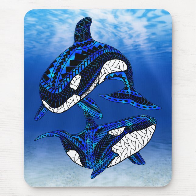 Tribal Orca Killer Whales Mouse Mat (Front)