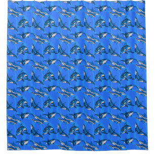 Tribal Orcas Whales Shower Curtain
