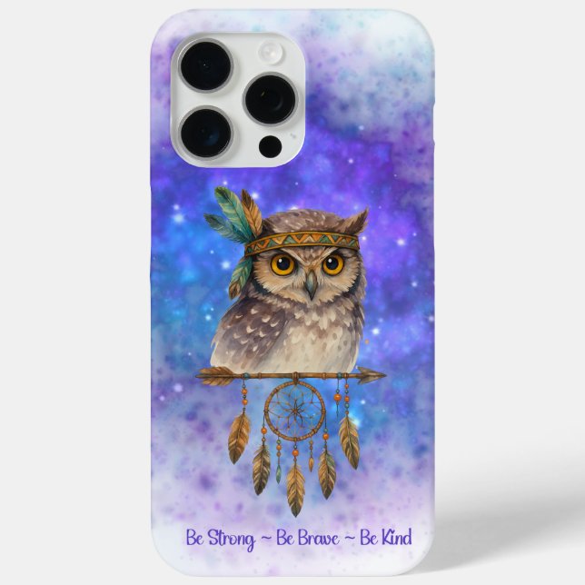 Tribal Owl – Be Strong, Be Brave, Be Kind Case-Mate iPhone Case (Back)