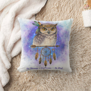 Tribal Owl – Be Strong, Be Brave, Be Kind Cushion