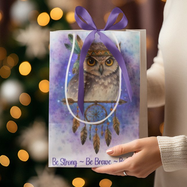 Tribal Owl – Be Strong, Be Brave, Be Kind Medium Gift Bag (Creator Uploaded)