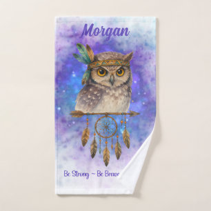 Tribal Owl – Be Strong, Be Brave, Be Kind Sports Hand Towel