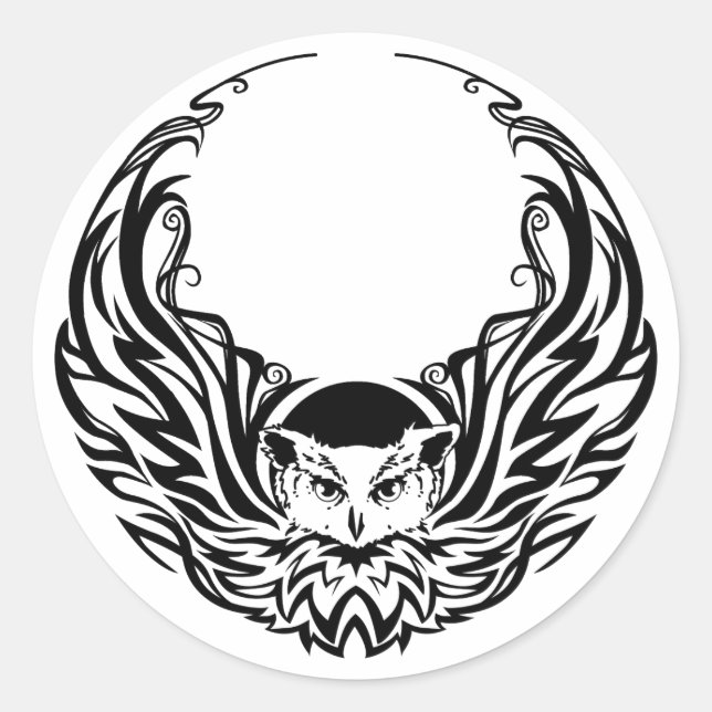 Tribal Owl Classic Round Sticker (Front)