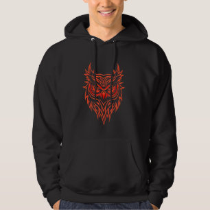 Tribal OWL Face Tattoo Art Funny Animal & Bird Des Hoodie