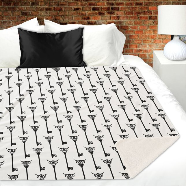 Tribal Owl Skeleton Key Sherpa Blanket (Creator Uploaded)