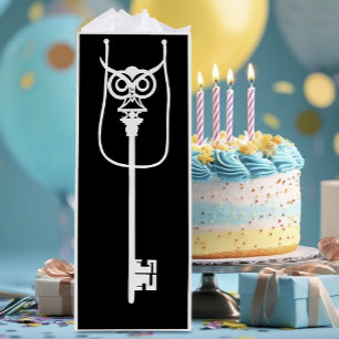 Tribal Owl Skeleton Key Wine Gift Bag