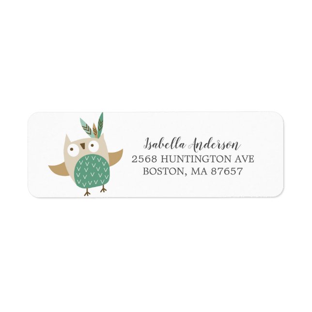 Tribal Owl Wild One Baby Shower Address Label (Front)