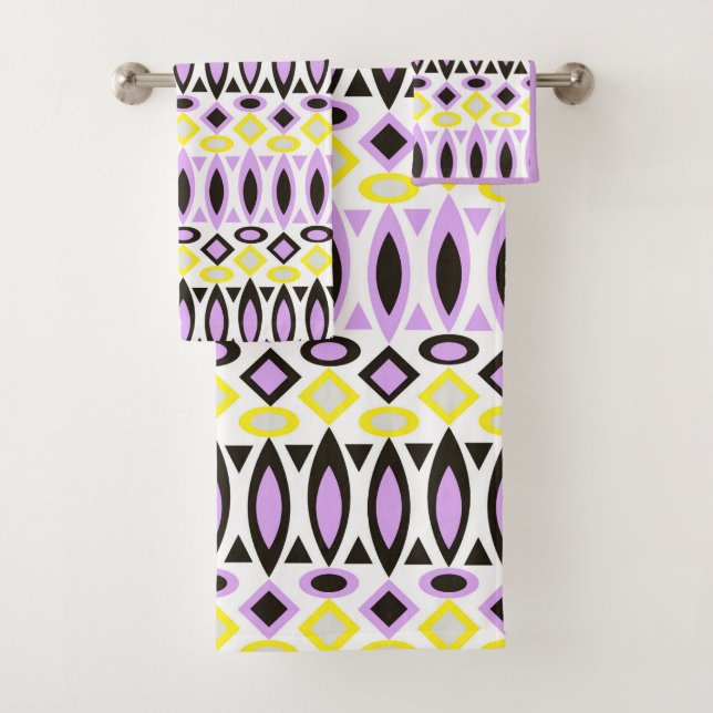 Tribal pattern bath towel set (Insitu)