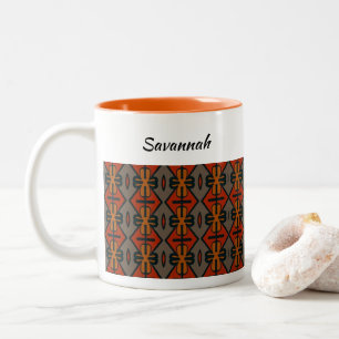Tribal Pattern Colourful Two-Tone Coffee Mug