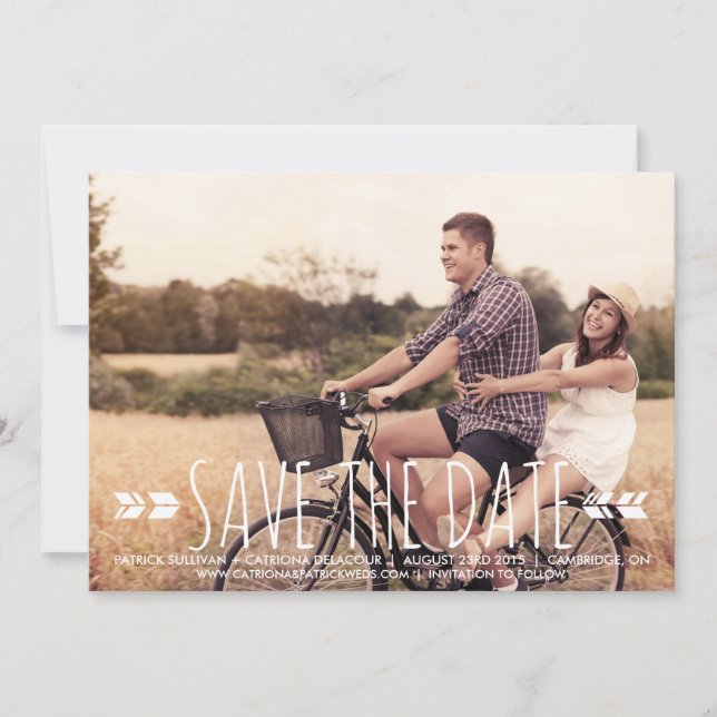 TRIBAL PATTERN PHOTO SAVE THE DATE ANNOUNCEMENT (Front)