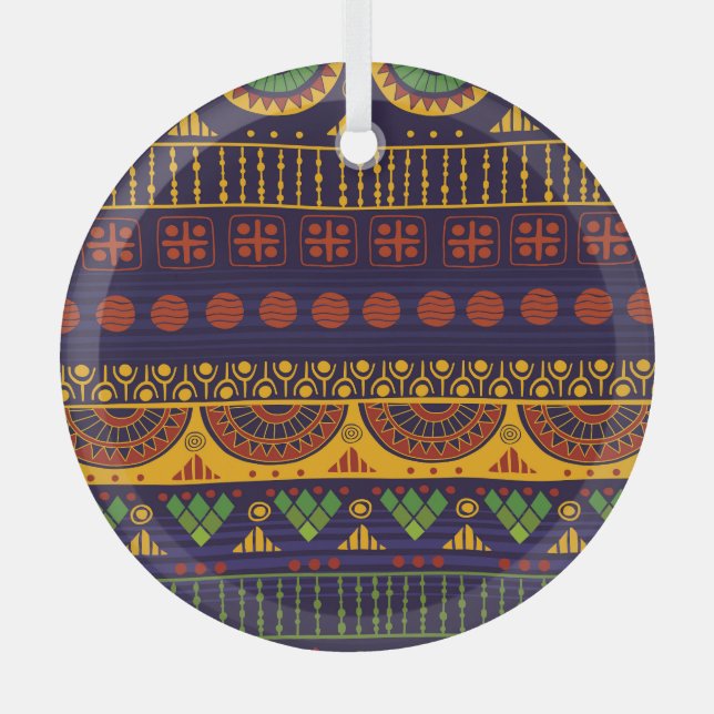 Tribal pattern, versatile for various uses. glass tree decoration (Front)