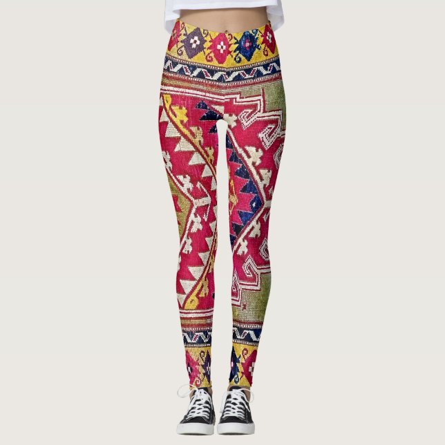 Tribal Pattern Vintage Carpet  Leggings (Front)