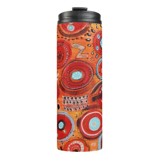 tribal pattern warm colours thermal tumbler (Front)