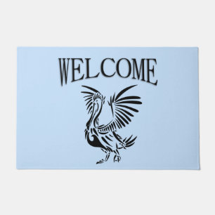 Tribal Pelican Art on Blue Doormat