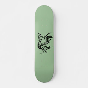 Tribal Pelican Art on Green Skateboard