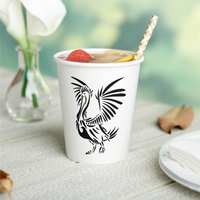 Tribal Pelican Art Paper Cups (Insitu)