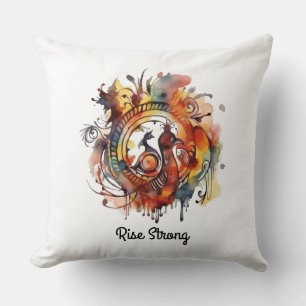 Tribal Phoenix Watercolor Mandala, custom Cushion