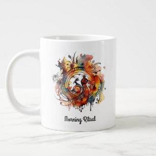 Tribal Phoenix Watercolor Mandala, custom Large Coffee Mug