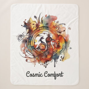 Tribal Phoenix Watercolor Mandala, custom Sherpa Blanket